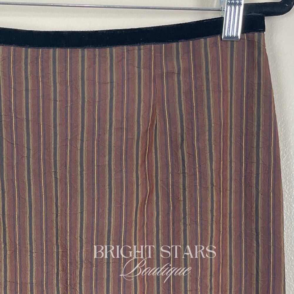 Rare Brown Stripe Lace Trim Pencil Skirt ASO Lorelai Gilmore Girls Vintage Y2K - Picture 7 of 9